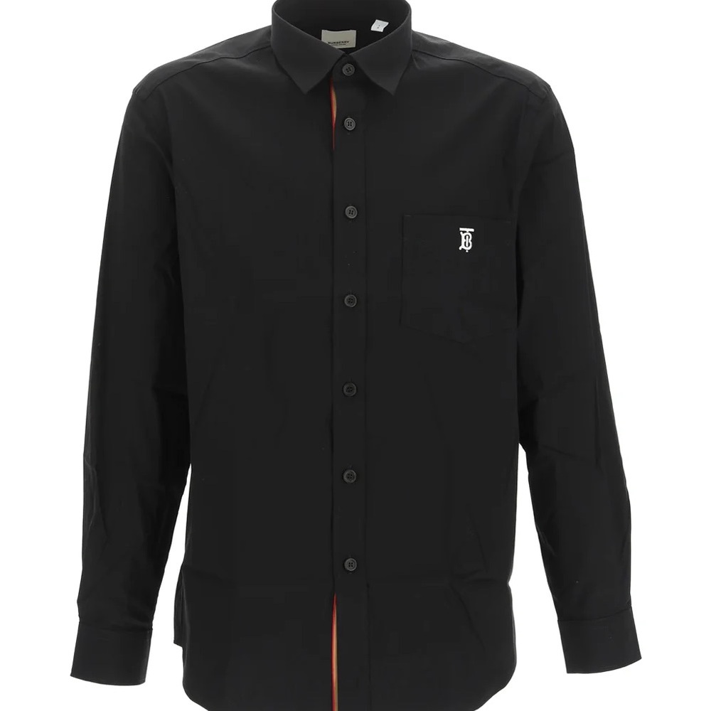 Burberry Monogram Motif Technical Cotton Shirt Navy size M